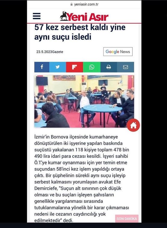 Yeni Asır gazetesinde yayımlanan haber: Tekerrür hâlinde cezanın caydırıcılığı sorunu