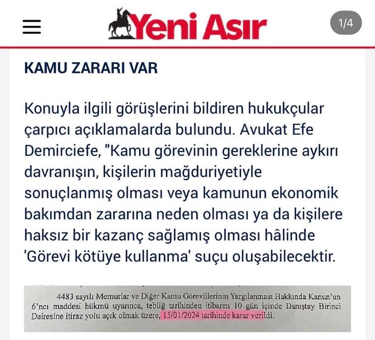 Yeni Asır gazetesinde yayımlanan haber: Görevi kötüye kullanma suçu hangi hâllerde oluşur?