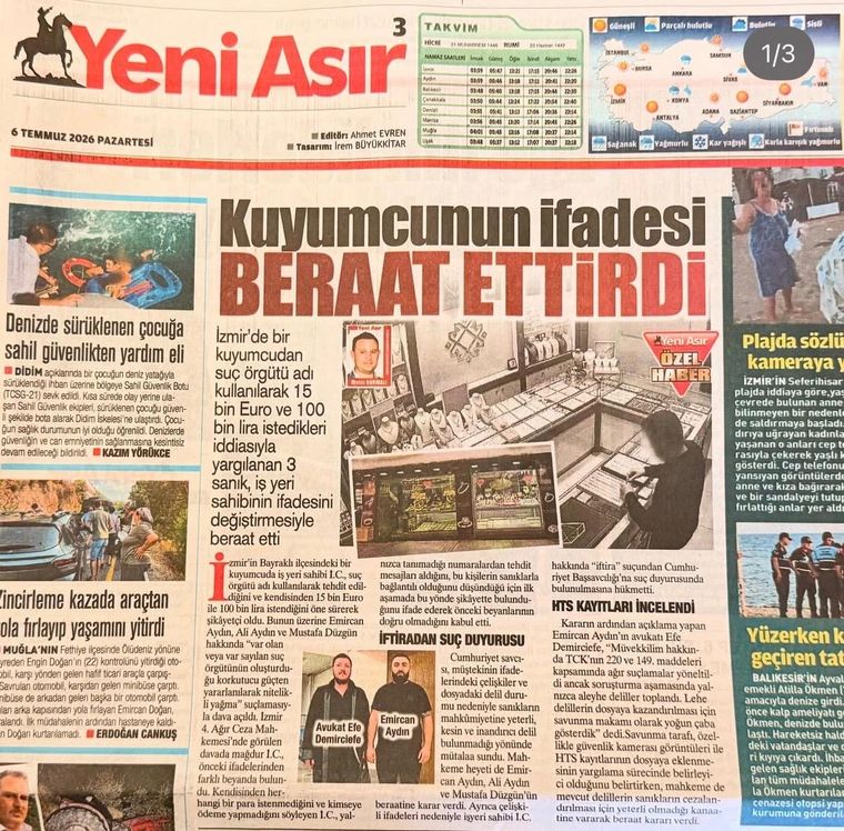 Yeni Asır — Lehe delil toplanmadan verilen mütalaa ve HTS kayıtlarının önemi